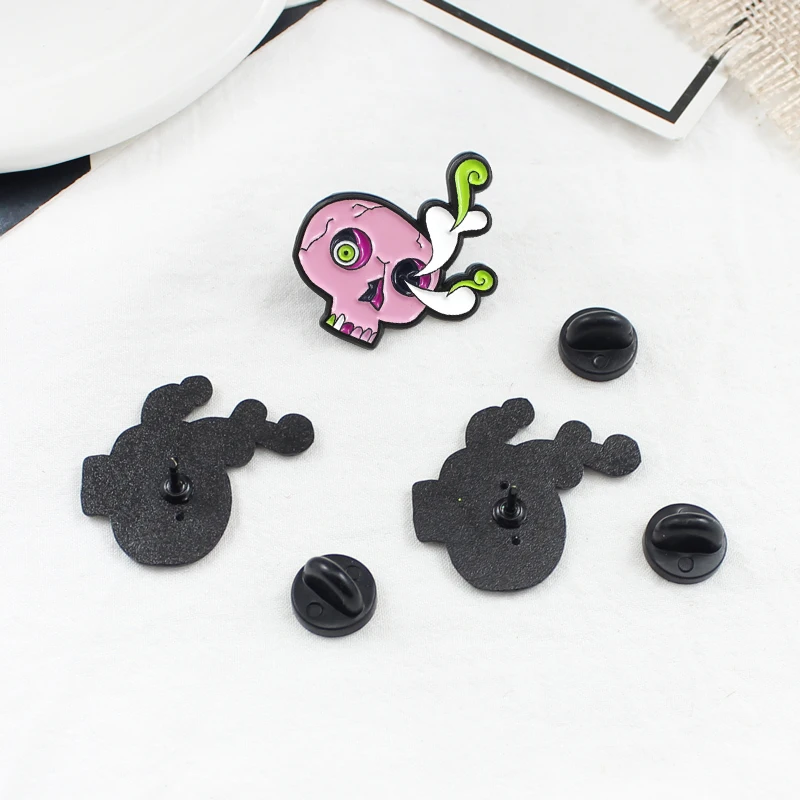 Colorful Skull Plant Metal Enamel Brooch Creative Skeleton Eye Flower Badge Pin Trendy Charming Backpack Hat Jewelry Accessories | Украшения