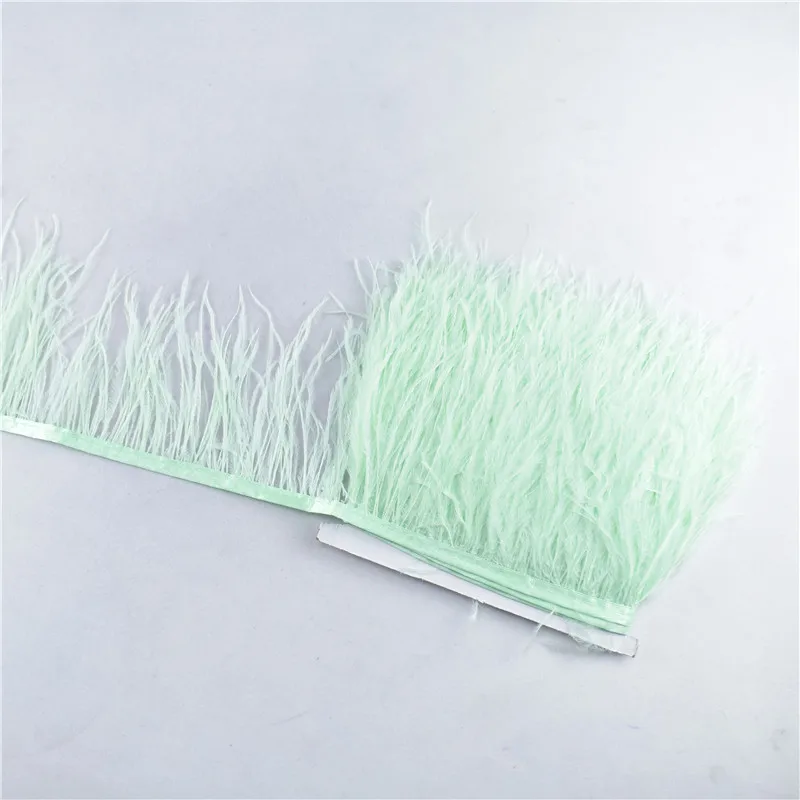 Mint Green 1 ярдов обрезки из натуральных перьев страуса 8-10 см Перья ленты для рукоделия карнавальный костюм/юбка/платье украшения Шлейфы - Цвет: Mint Green