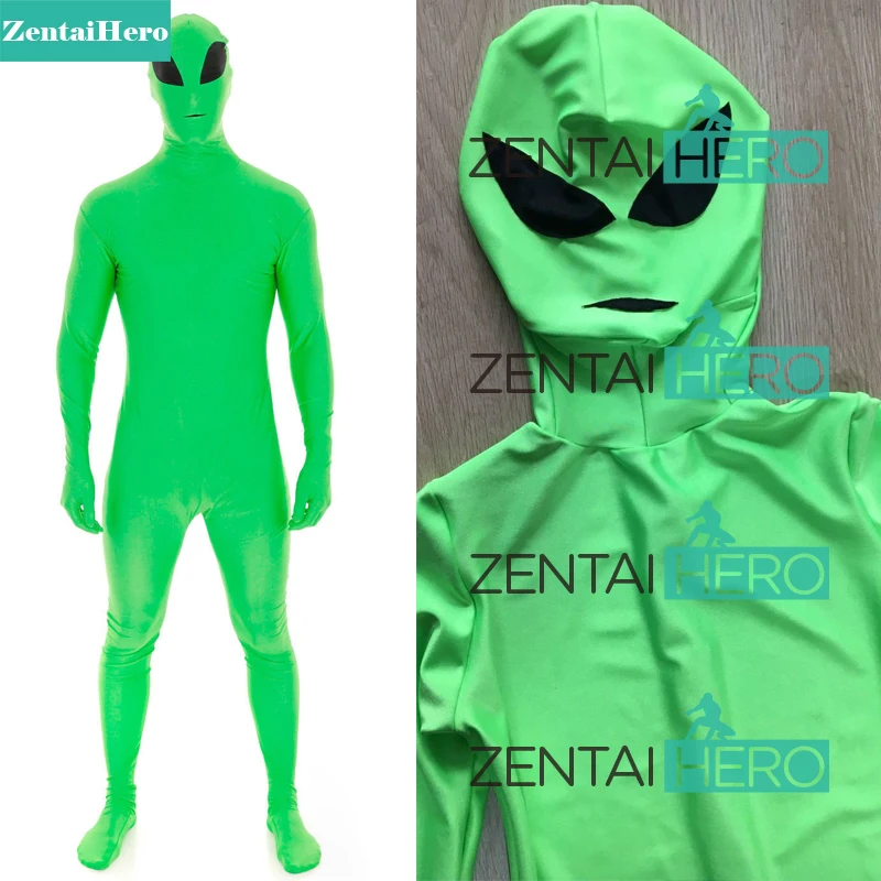 Юнитард зеленый инопланетянин сплошной цвет лайкра спандекс Zentai ET боди сексуальное нарядное платье костюм для вечеринки