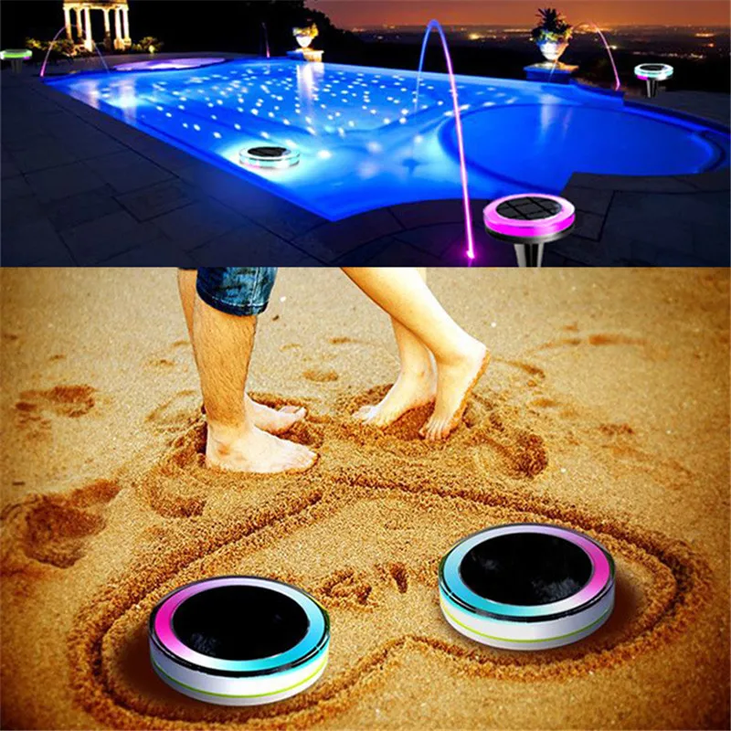 IP68 светодиодный свет RGB для использования в грунтовых водах солнечные лампы для пруда открытый для бассейна, погружаемый в воду вечерние Декор свет с удаленного Управление лампа