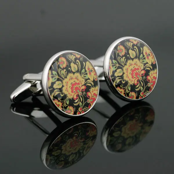 

Классические мужские запонки из нержавеющей стали с Серебряной Эмалью и подарочной коробкой