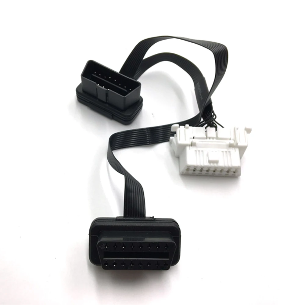 

OBD 2 Male To Dual Female Y Adapter Elbow 1 Pcs Flat Thin Extension Cable Snap In Mount For 96-up GPS Diagnostic