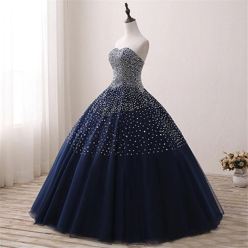

Illusion vestidos quinceanera 2019 Vestido de Debutante Para 15 anos Navy BLue Crystals Ball Gowns Dress for 15