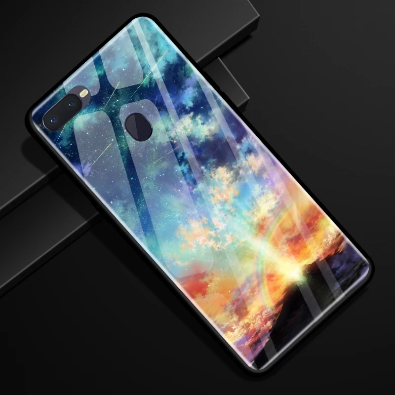 Задняя крышка из закаленного стекла для OPPO F9 чехлы с мультяшным рисунком F 9
