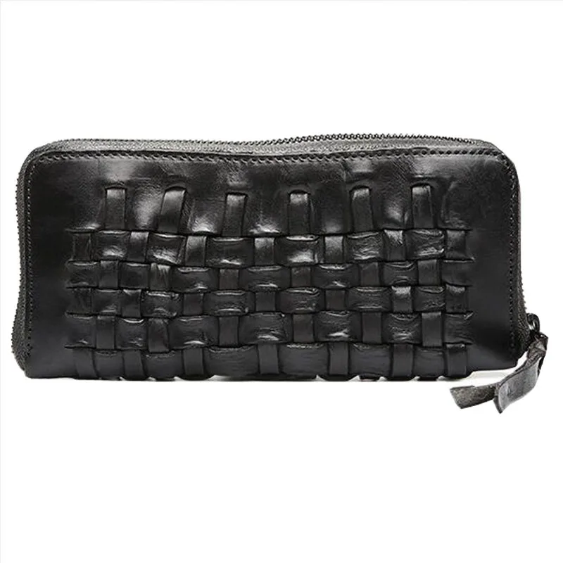 Винтажные кошельки унисекс из 100% натуральной кожи с плетением известные