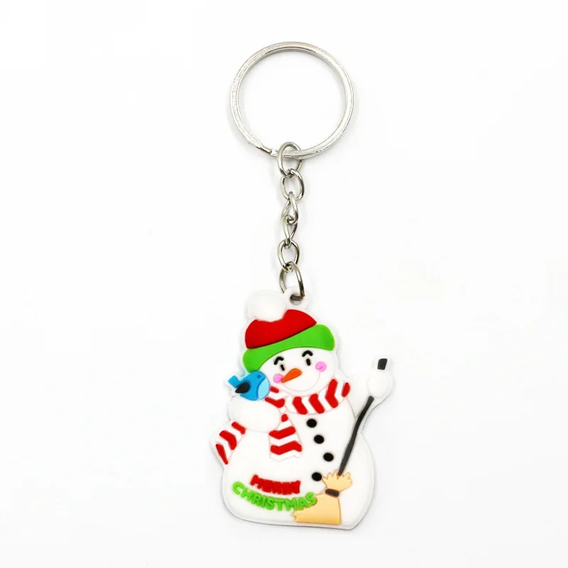 6pcs Snowman 6 шт. Рождественские подарки дерево/Снеговик/Санта резиновый брелок Подвеска Украшения Chhristmas украшения год Navidad аксессуары - Цвет: 6pcs Snowman