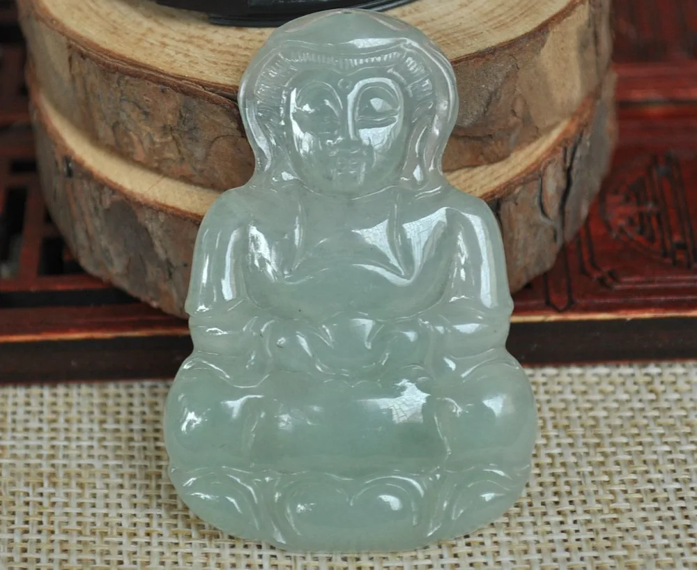 Сертифицированный 100% натуральный Изумрудный нефрит кулон ~ гуаньиновая