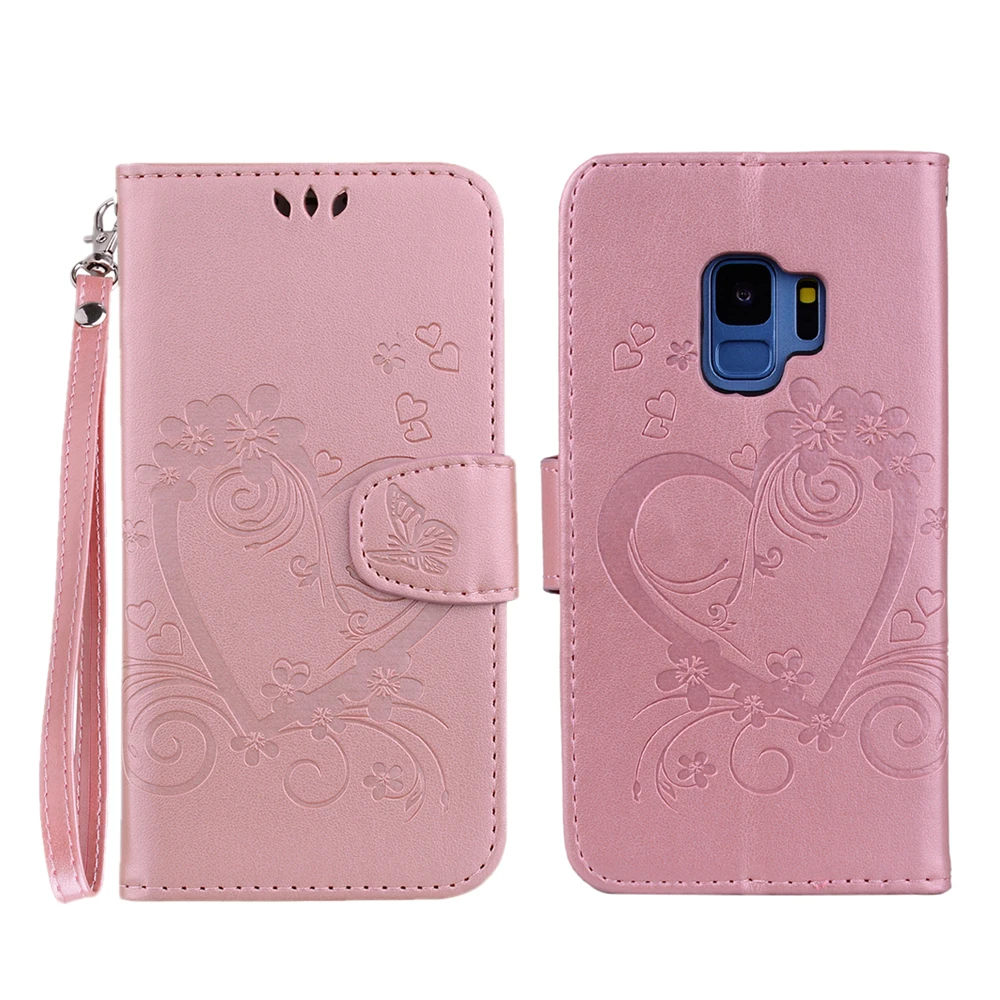 Милый кожаный чехол кошелек с цветочным рисунком для Samsung Galaxy S9 Plus книжка
