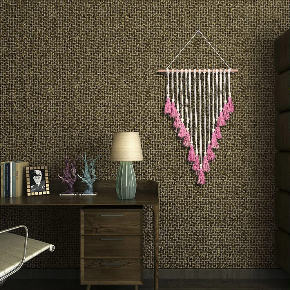 Розовый ручной работы макраме настенный тканый художественный гобелен Бохо