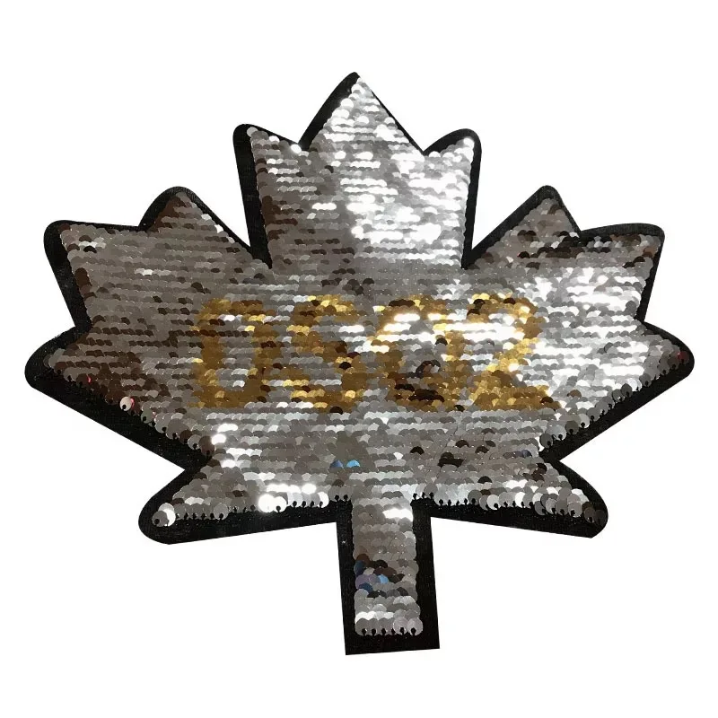 Двусторонние кленовые листья DSQ2 блестящие нашивки для одежды блестки с листьями