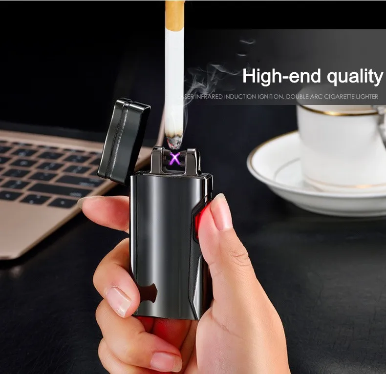 Новинка 2018 лазерная сенсорная USB Зажигалка инфракрасная двойная дуговая