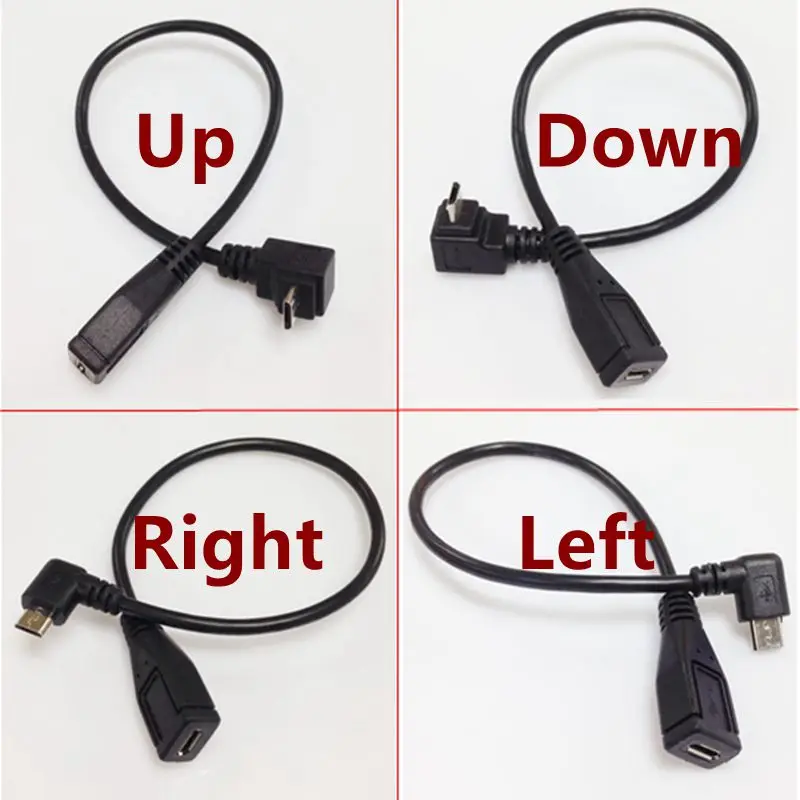 

90 градусов вверх и вниз и левый и правый угол 5Pin Micro USB папа к женскому m/f Расширение синхронизации данных зарядный кабель питания шнур 25 см
