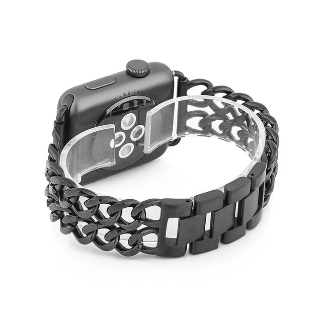black Для Apple Watch 5 4 40 мм 44 мм браслет из нержавеющей стали ремешок роскошный ремешок для iwatch серии 5 4 3 38 мм 42 мм розовое золото - Цвет ремешка: black