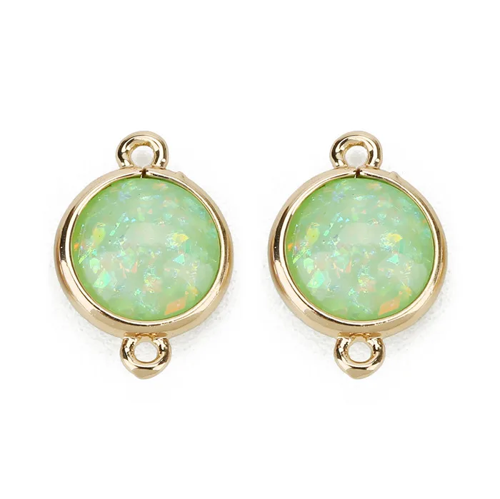 green 5 шт./лот 12*17 мм Bling Sequins Смола амулеты Круглые двойные отверстия соединители каменный Шарм Подвеска для DIY ювелирных аксессуаров изготовления - Цвет: green