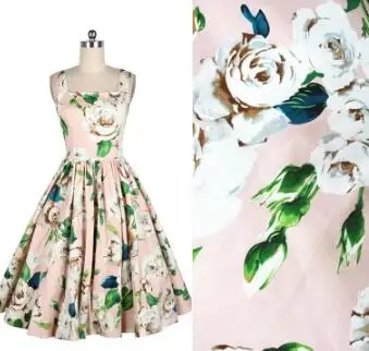 

Романтичная хлопковая ткань из спандекса с принтом камелии розового и черного цвета 50x150 см