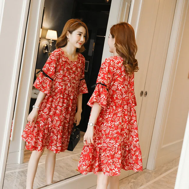 Шифоновое платье с цветочным принтом для беременных летняя одежда грудного