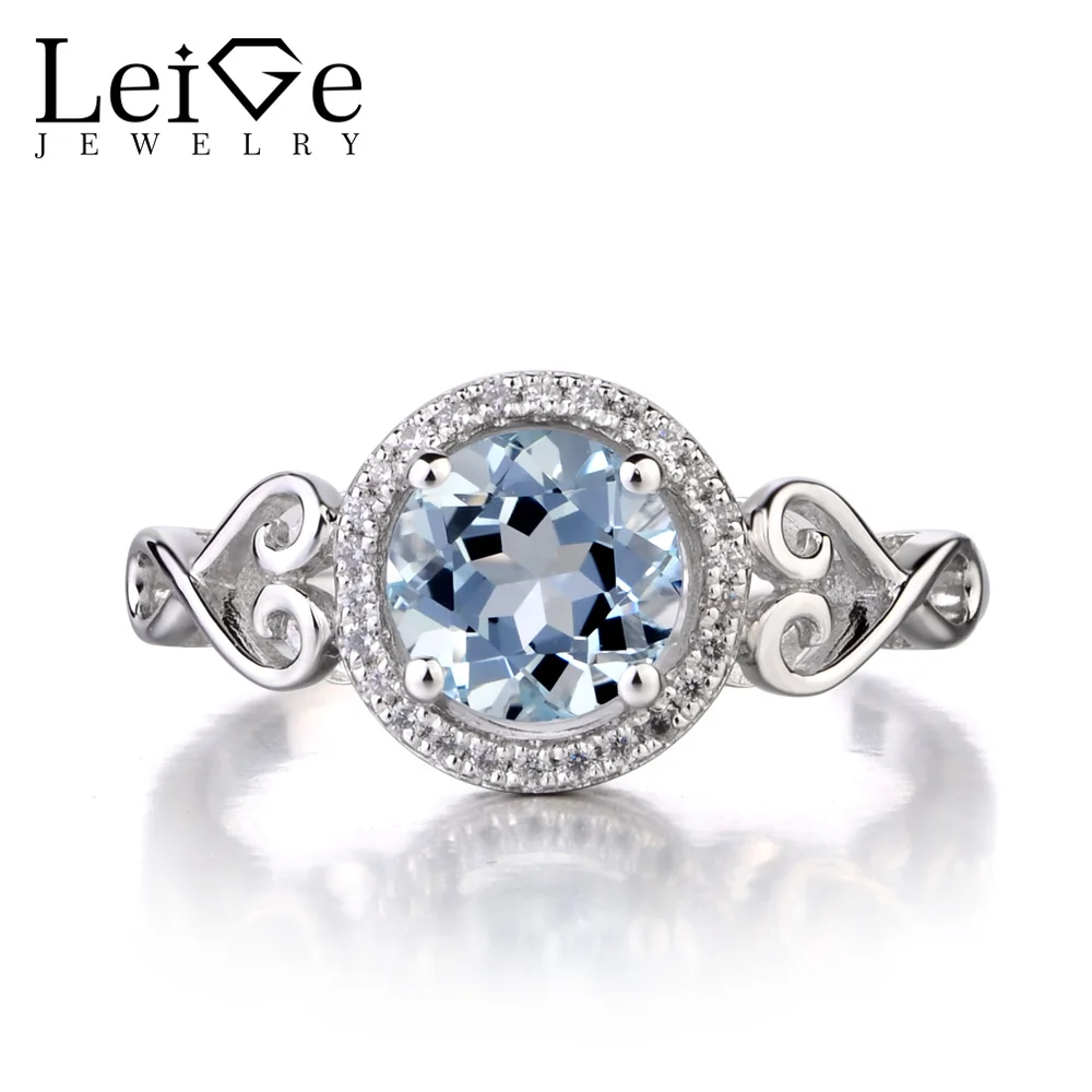 Женское кольцо из серебра 925 пробы с натуральным аквамарином | Украшения и