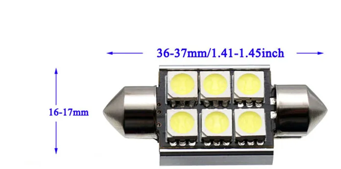 1pcx36-37mm 6smd C5W W5W BA9S Автомобильный светодиодный светильник 31 мм 36 мм 39 мм 41 мм C10W автомобильный интерьерный светильник CANBUS без ошибок фестон купол лампа для чтения - Испускаемый цвет: 1pcx36-37mm 6smd