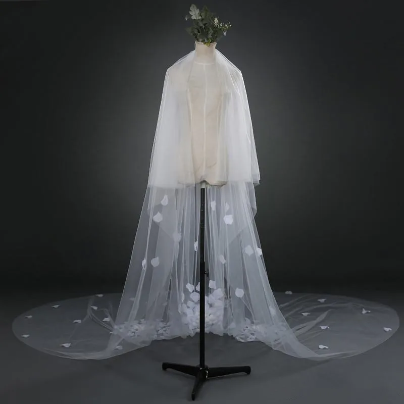 2019 разработан свадебная фата с кружевными аппликациями двух-Слои Румяна уход за