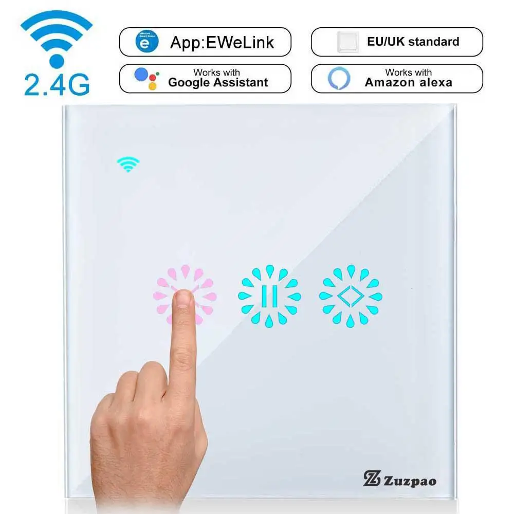 White Умный дом, WiFi, электрические сенсорные жалюзи, переключатель занавесок, Рольставни, Голосовое управление от Amazon Alexa, Google Home для слепых двигателей - Цвет: White