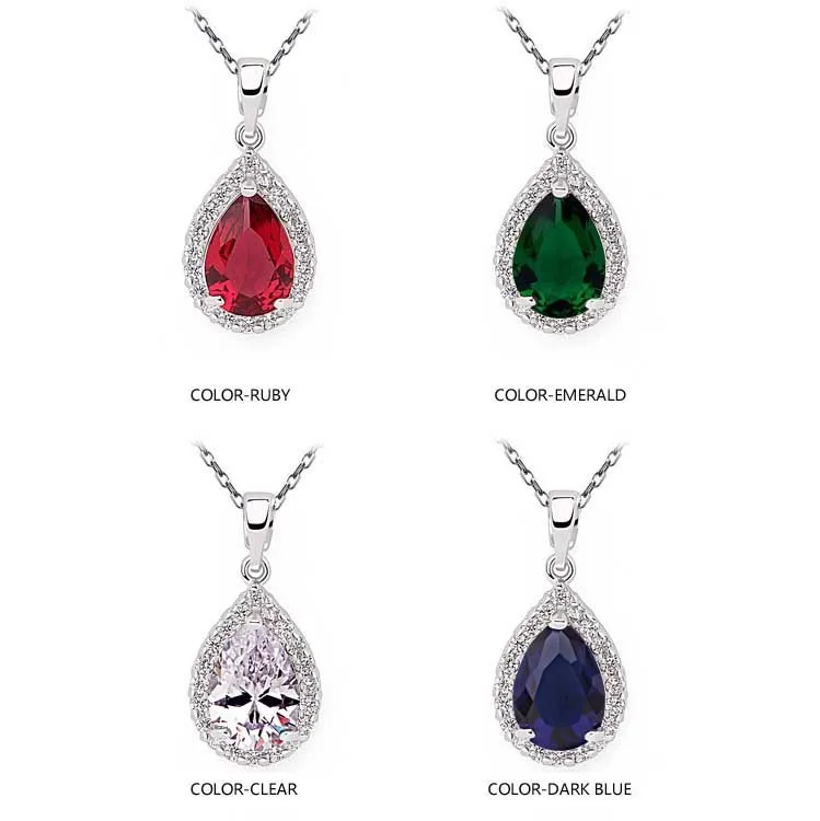 Luoteemi классический европейский Стиль ААА циркония Water Drop Neckalce CZ камень кулон высокое качество Цепочки и ожерелья украшения для свадьбы