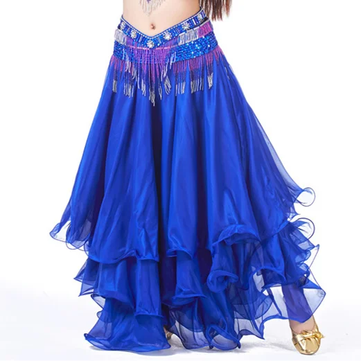 royal blue 14 цветов Женская одежда для танца живота полный круг макси юбки 3 слоя оборками танец живота длинные юбки(без пояса - Цвет: royal blue