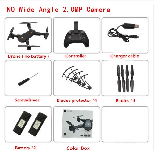 2.0MP No Wide Angle VISUO XS809HW Радиоуправляемый Дрон с камерой 0.3MP или 2MP wifi FPV Режим высокой фиксации квадрокопте складное RC зарядное устройство для квадрокоптера игрушки - Цвет: 2.0MP No Wide Angle