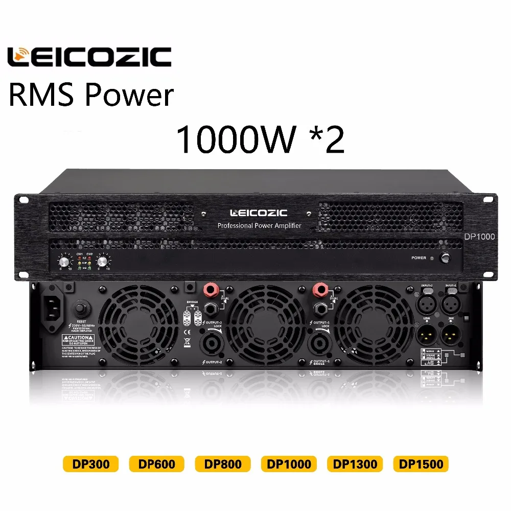Leicozic DP1000 2 канала Мощность усилитель 1000 Вт+ 1000W класса h легкий 1000W усилитель 2U для концерта, походов в церковь, сцена, студии