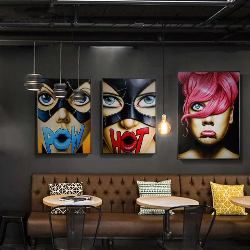 Современные HD секс женщины преувеличенные экспрессии холст картина стены