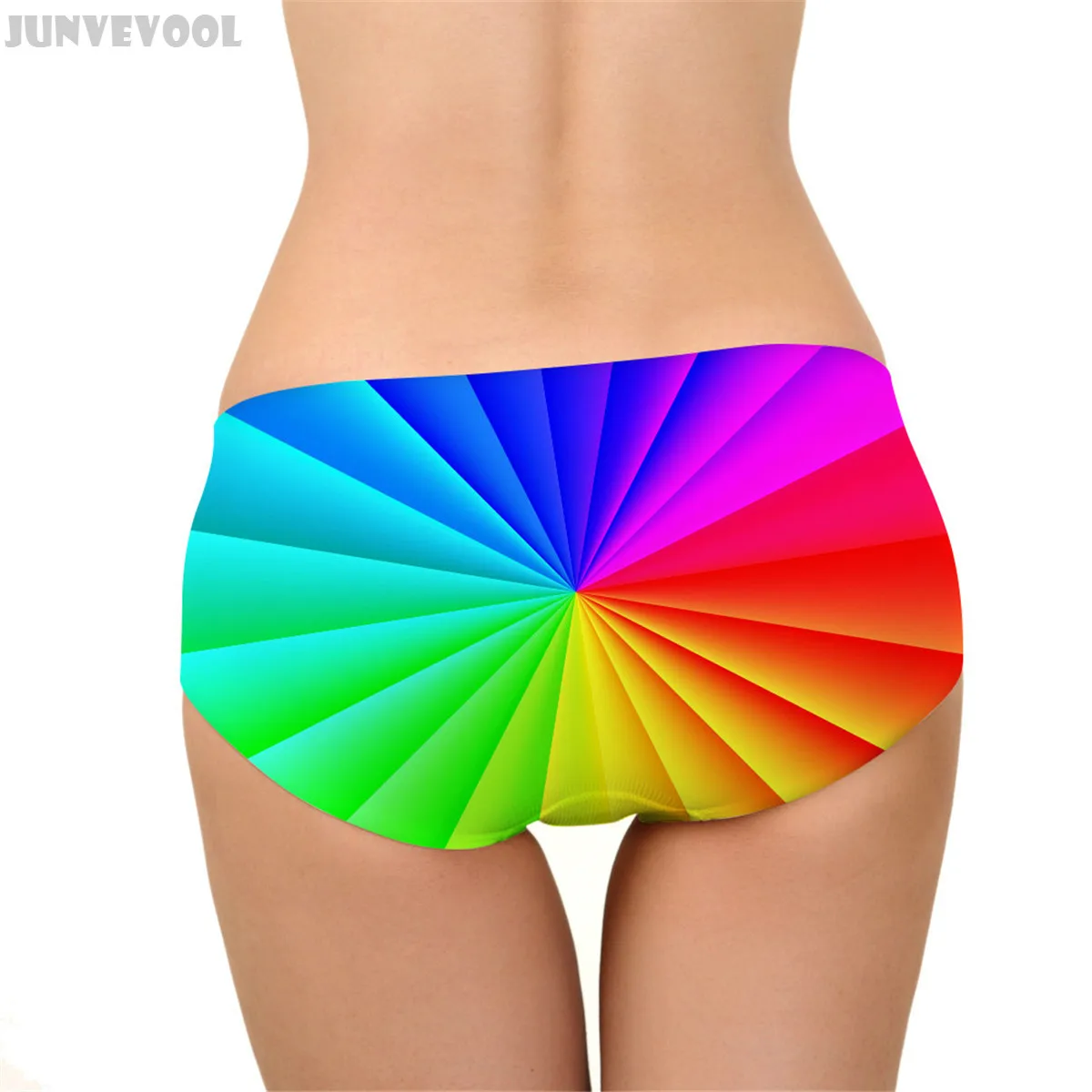 Бесшовные прозрачные трусики 3D Градиент радужной полосой печати женское нижнее