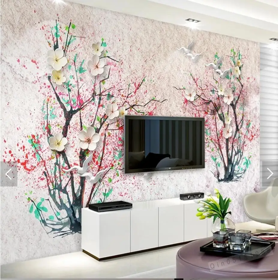 Papel tapiz Floral con acuarela 3d, Mural Decorativo Para Muebles, Mural de...