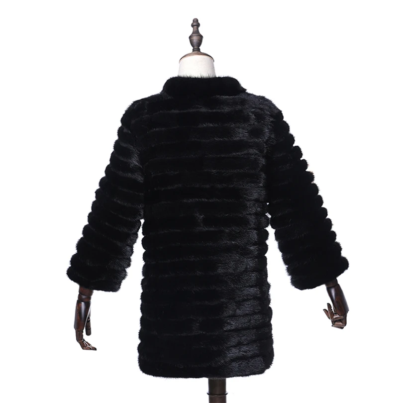 Natural Mink Fur Coats Women 2018 Fashion England Style Genuine Solid Striped Double-face fur Coat For Lady | Женская одежда