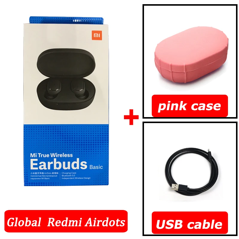 GL cable pink case Xiaomi airdots Redmi Airdots TWS беспроводные наушники Голосовое управление Bluetooth 5,0 шумоподавление управление краном - Цвет: GL cable pink case