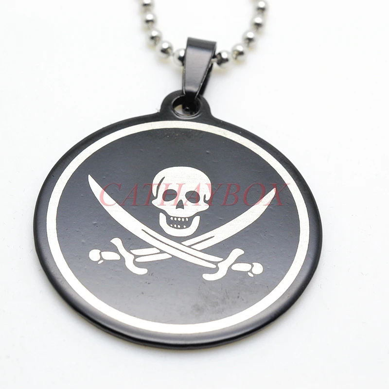 Бесплатная доставка черный Пират Веселый Роджер из нержавеющей стали Череп