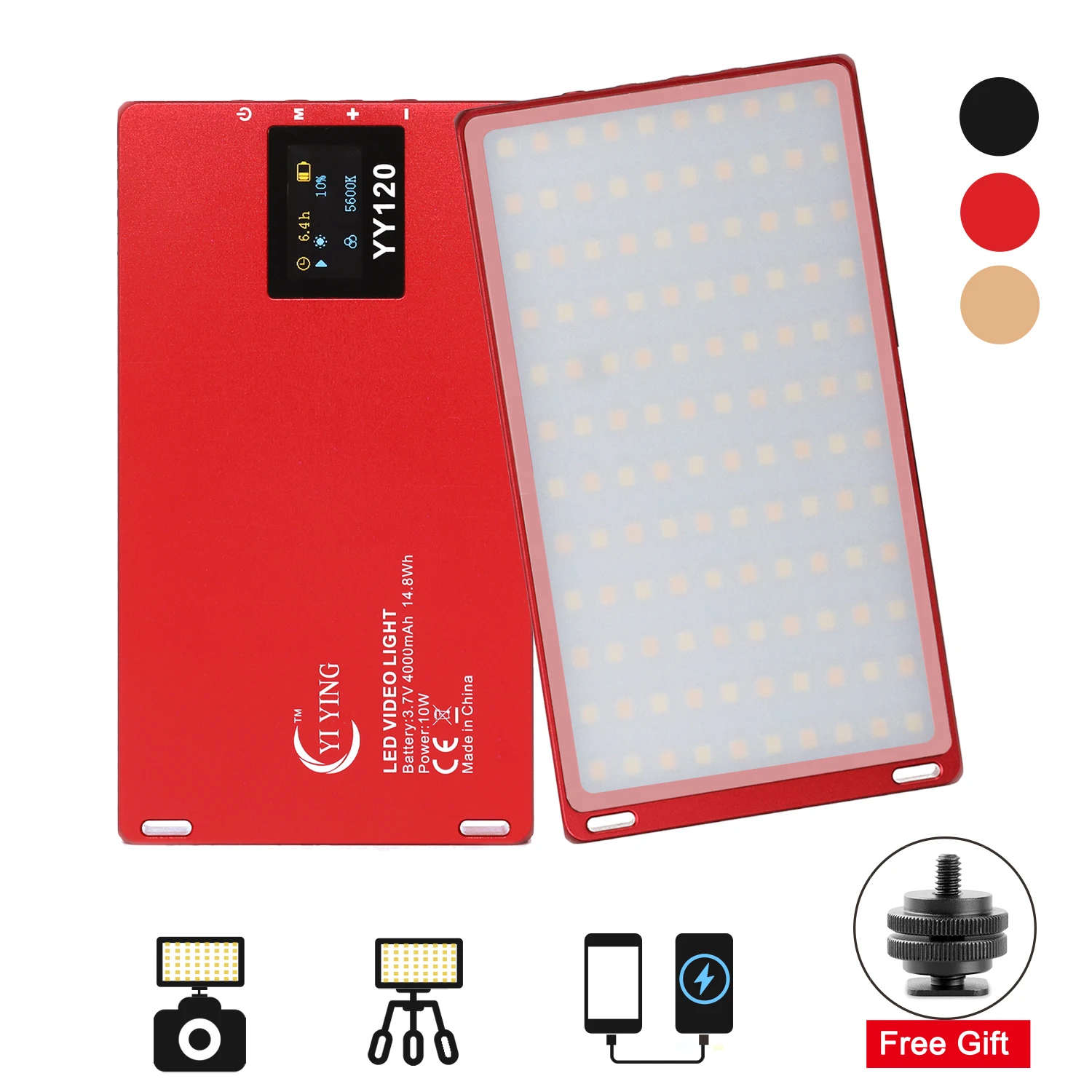 YY-120 мини светодиодный видео светильник с регулируемой яркостью 96 Светодиодный