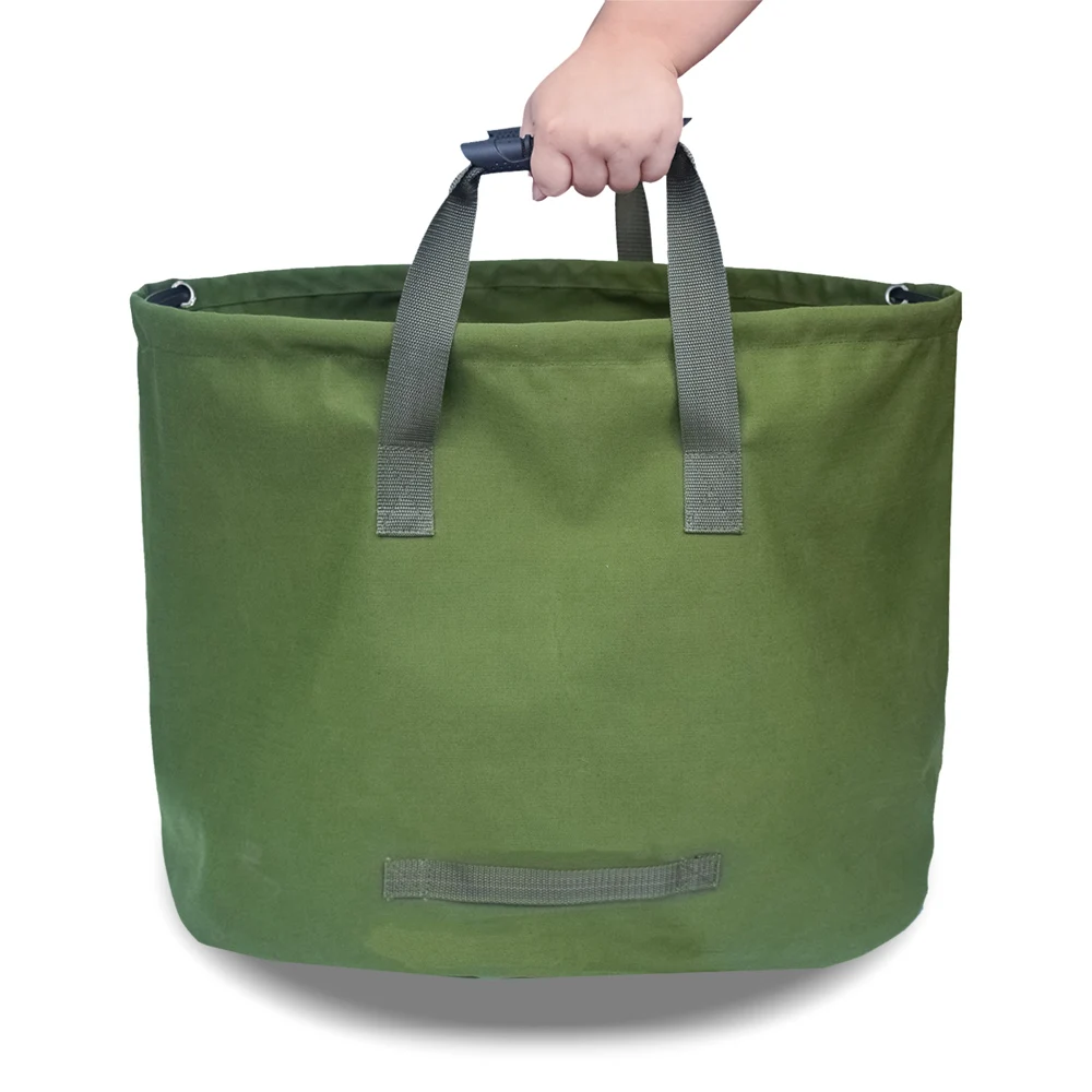 

63 Gallons Collapsible Garden Bag Canvas Reusable Gardening Bag Water Resistant Garden Leaf Waste Bag Waste Sack Yard Waste Bag