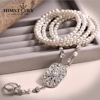 himstory the great gatsby rhinestone pearl bracelet bridal tassel wedding jewelry bracelet