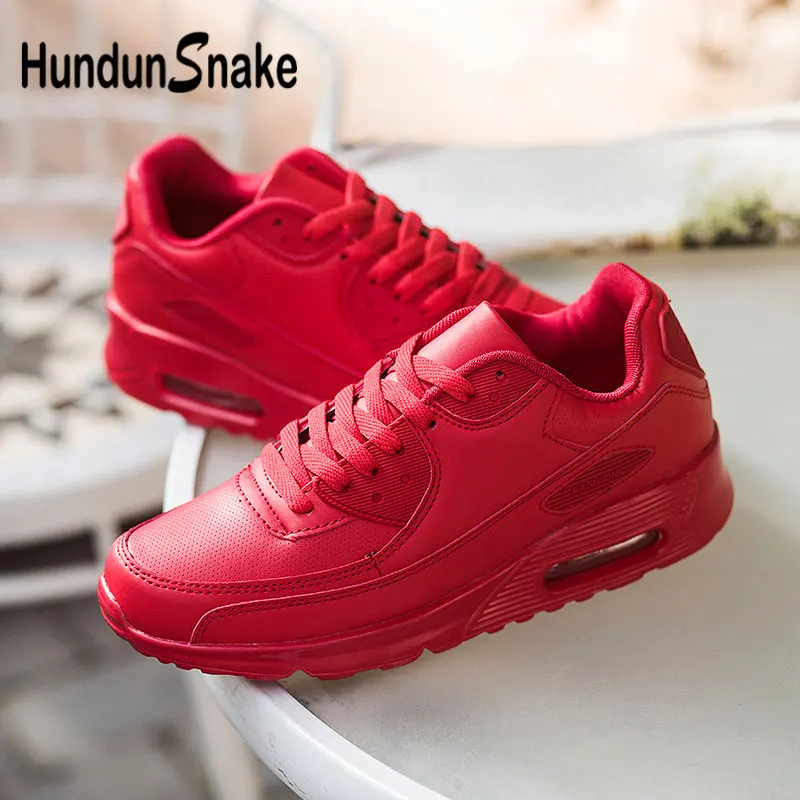 red Hundunsnake кожа Zapatillas De Hombre Air Cushion мужская обувь кроссовки красный Женская спортивная обувь мужская обувь Walk Deportivas G-28 - Цвет: red