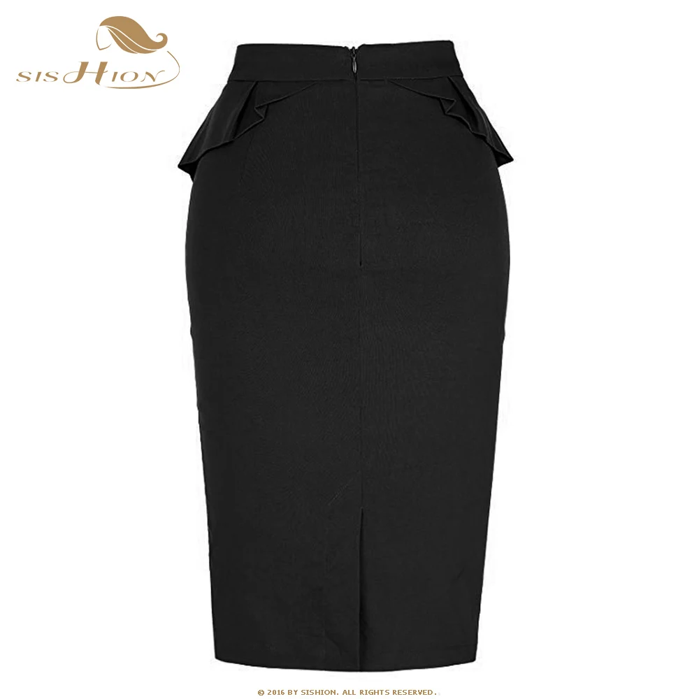 

SISHION 2021 Solid Black Bodycon Skirts QY0295 Womens Summer Midi Pencil Skirt Ladies Plus Size Skirt