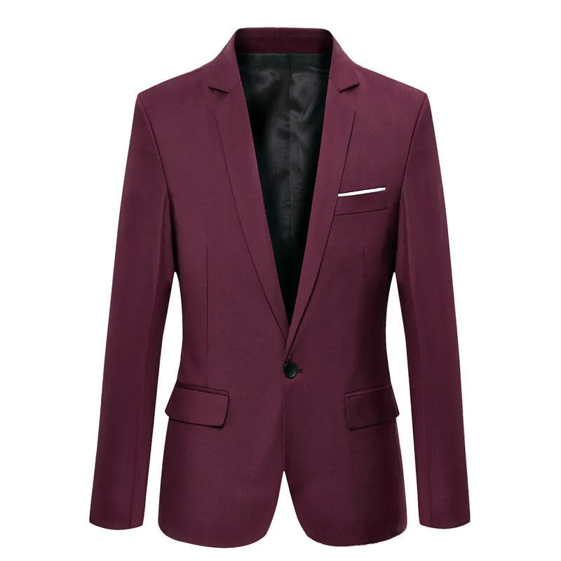 

Fashion Men's Casual Slim Fit Formal One Button Suit Blazer Formal Coat Men Jacket