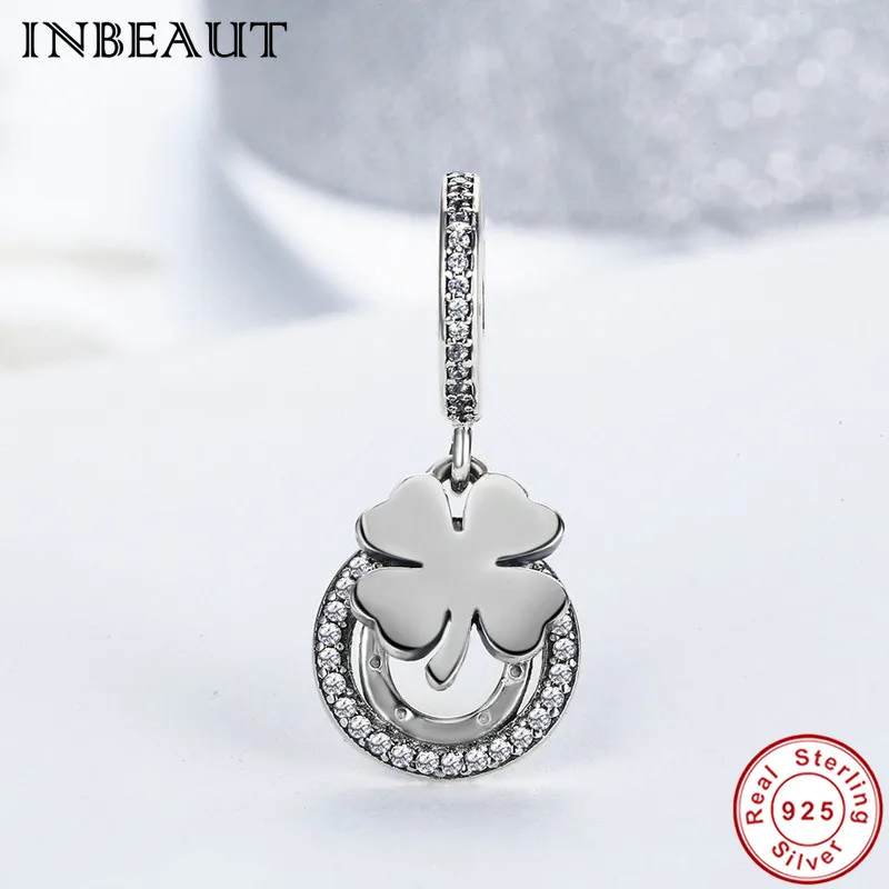 fit Europe Bracelet 925 Sterling Silver Round CZ Clover Charm Lucky 4 Leaf Pendant Beads for Bracelets&ampNecklaces Women DIY | Украшения и