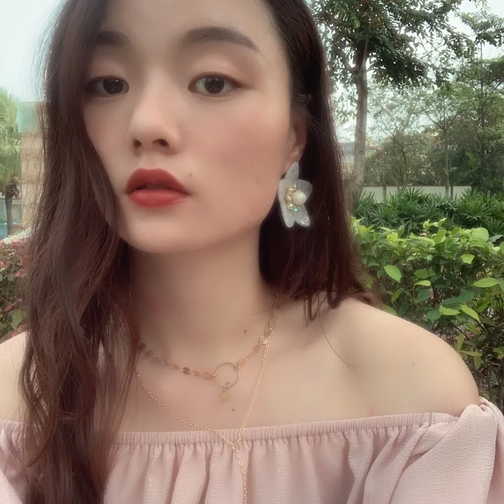 The temperament exaggerates the individuality creativity big flower inserts drill ear nail female Earring For Women Jewelry | Украшения и
