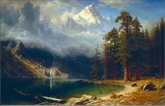 

69-44 -Needlework Crafts French DMC Quality Counted Cross Stitch Kit Oil Painting Trees mountains Free Ship