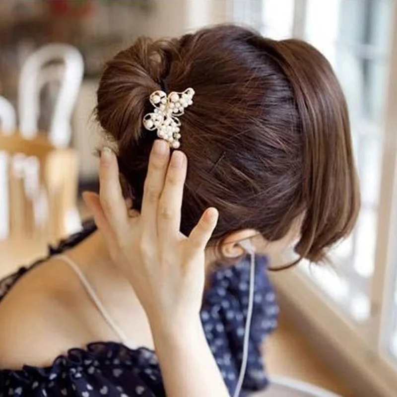 Новая эластичная резинка для волос с имитацией жемчуга и бабочкой Женская