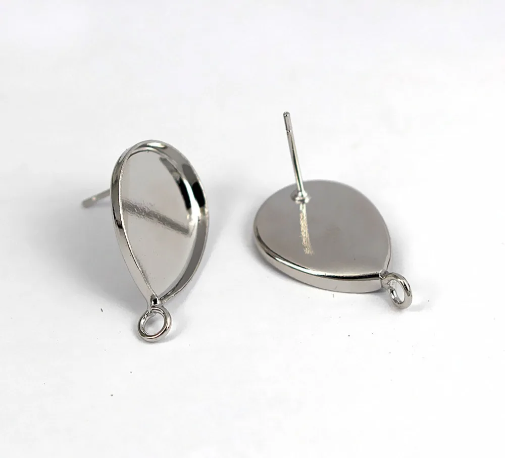 Пустые серьги-подвески глубокий каплевидный ободок с петлей сбоку Подвесные