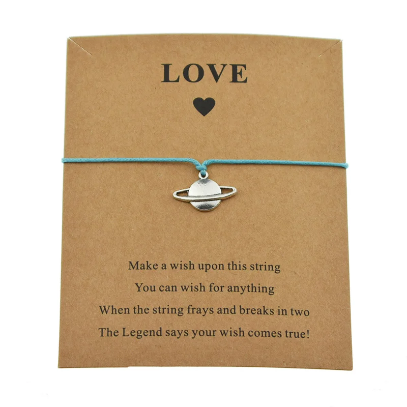 Женские браслеты с надписью Wish Love Card подарочные украшения в виде Юпитера урана