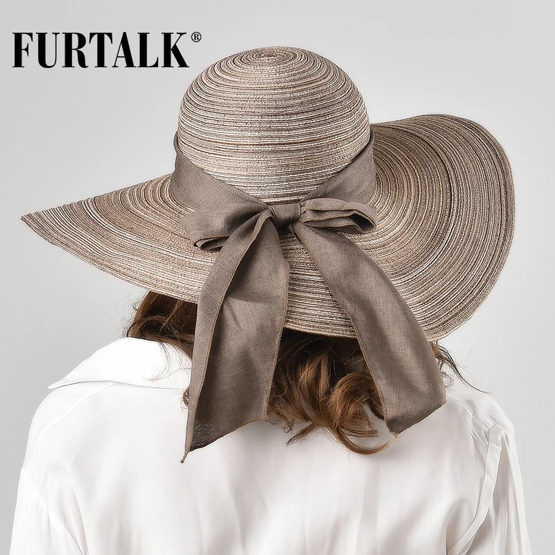 FURTALK Летние Шляпы для Женщин Мода Дизайн Женщины Beach Sun Hat с Складной Наполнянный