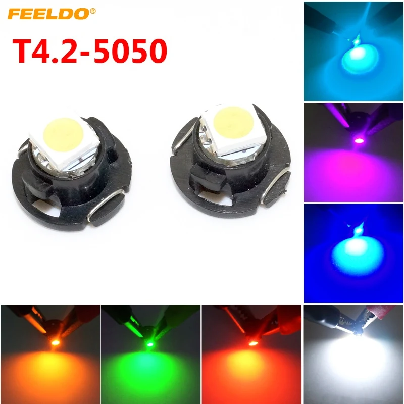 20 шт. авто автомобиль T4.2 1SMD 5050 Чип LED приборная панель светодиодная лампа 7 цветов #