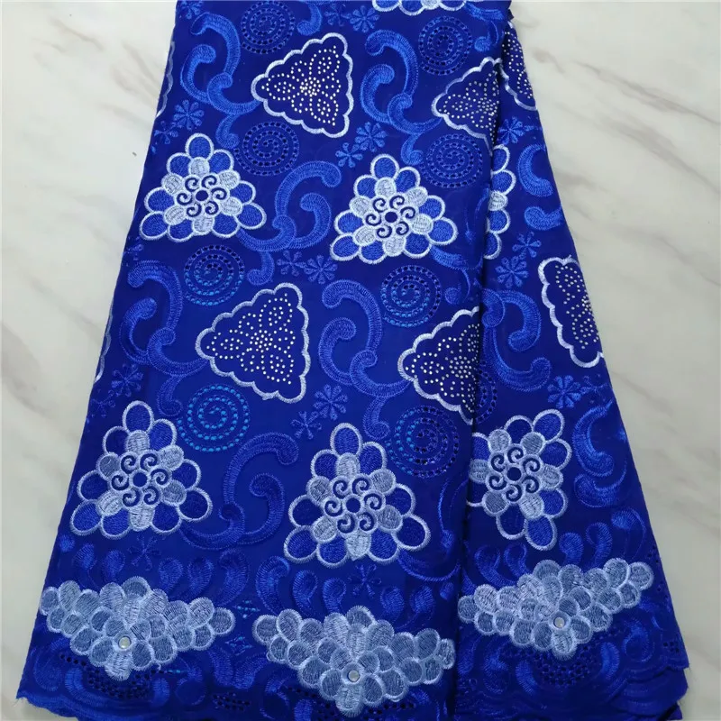 Королевский синий швейцарское кружево 100% хлопок высокое качество вышитое в