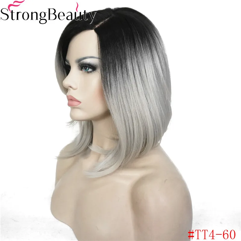StrongBeauty боб парик Синтетический прямой Омбре средней длины парики